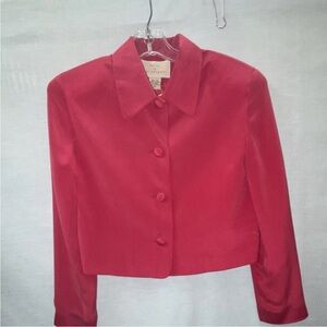 Cropped Pink Women's Button-Front Blazer